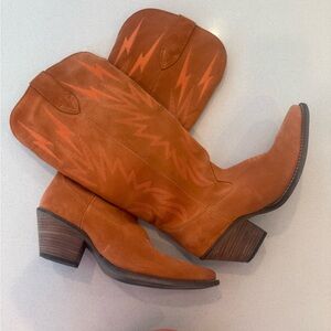 Dingo Orange Suede Western Cowboy Boots